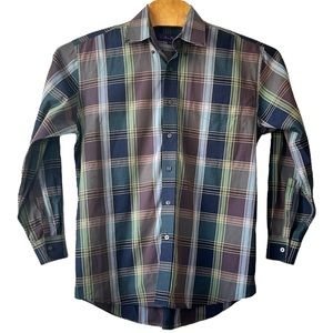 Alan Flusser Men’s Long Sleeve Button Down Plaid Shirt Sz M